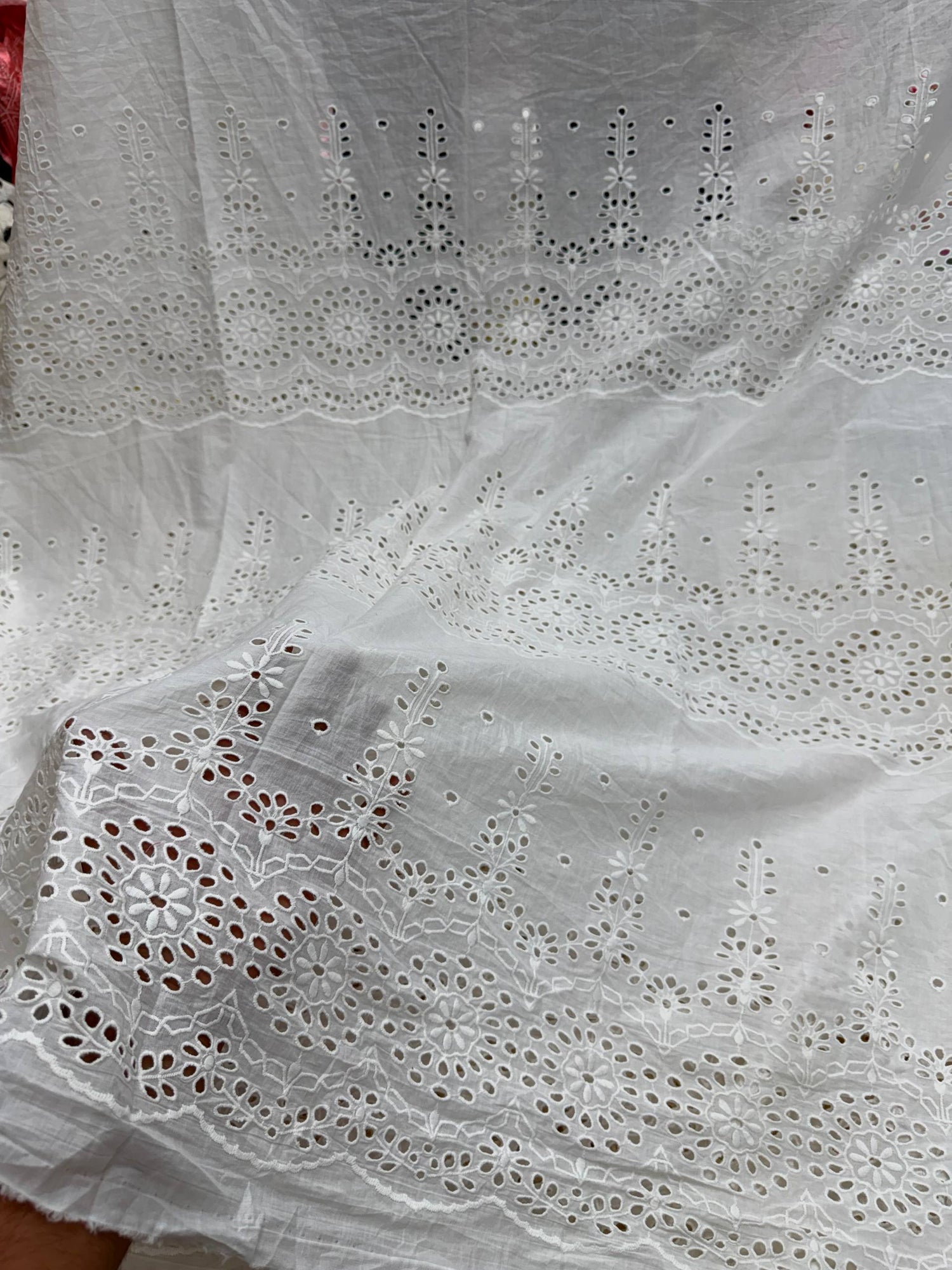 (SALE PRICES) Most Premium Pure Cotton Lakhnawi Chikankari HAKUBA FABRIC (Big WIDTH!!)