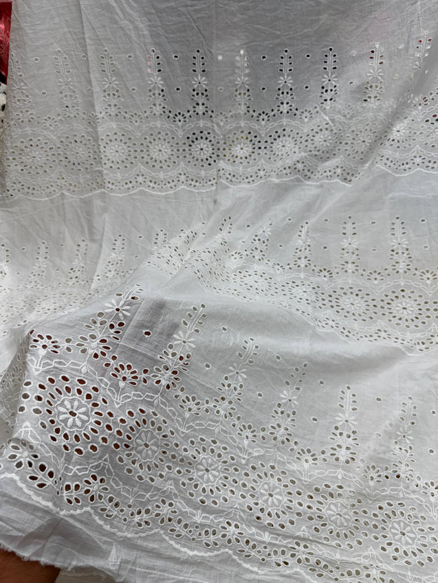 (SALE PRICES) Most Premium Pure Cotton Lakhnawi Chikankari HAKUBA FABRIC (Big WIDTH!!)