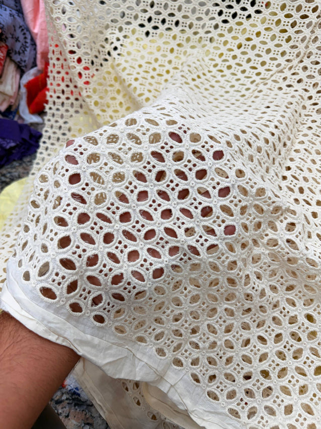 (SALE PRICES) Most Premium Pure Cotton Lakhnawi Chikankari HAKUBA FABRIC (Big WIDTH!!)