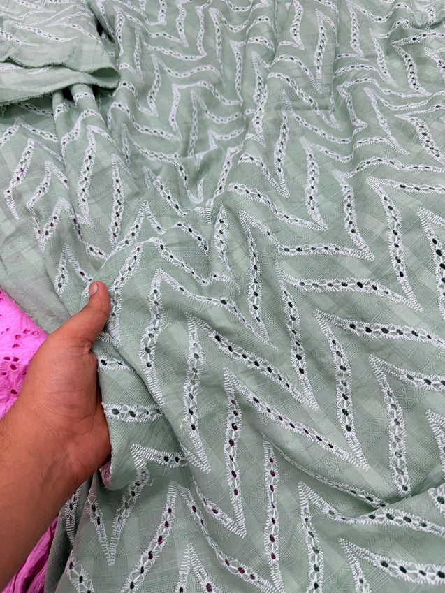 (SALE PRICES) Most Premium Pure Cotton Lakhnawi Chikankari HAKUBA FABRIC (Big WIDTH!!)