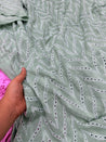 (SALE PRICES) Most Premium Pure Cotton Lakhnawi Chikankari HAKUBA FABRIC (Big WIDTH!!)