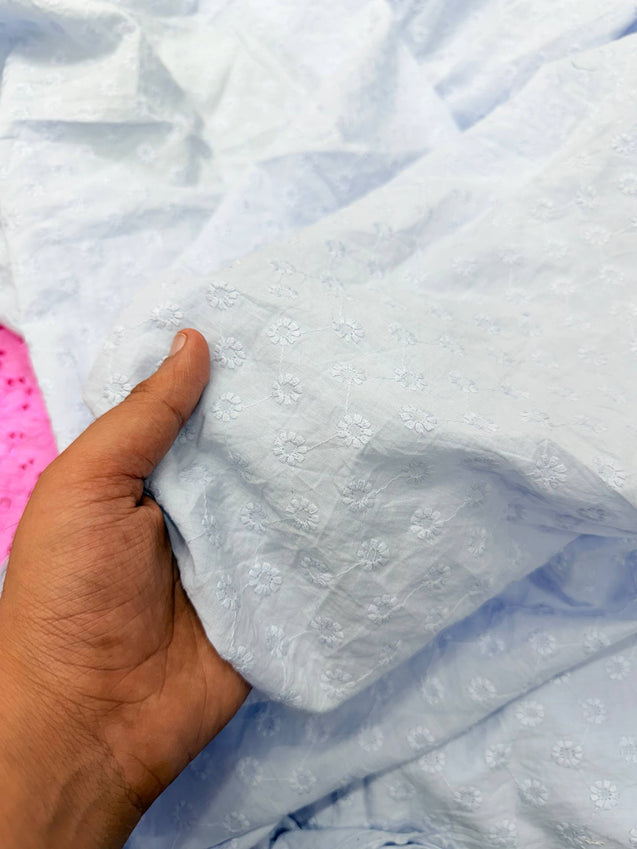 (SALE PRICES) Most Premium Pure Cotton Lakhnawi Chikankari HAKUBA FABRIC (Big WIDTH!!)