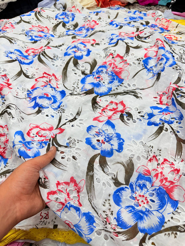 (SALE PRICES) Most Premium Pure Cotton Lakhnawi Chikankari HAKUBA FABRIC (Big WIDTH!!)