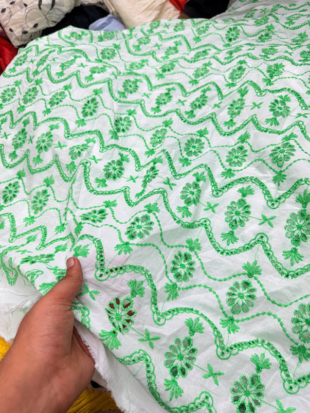 (SALE PRICES) Most Premium Pure Cotton Lakhnawi Chikankari HAKUBA FABRIC (Big WIDTH!!)