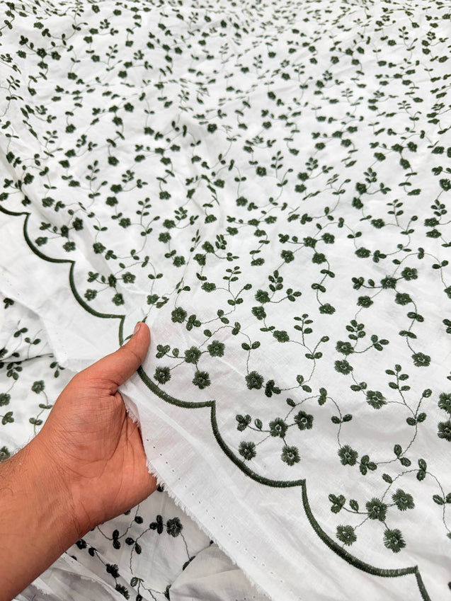 (SALE PRICES) Most Premium Pure Cotton Lakhnawi Chikankari HAKUBA FABRIC (Big WIDTH!!)