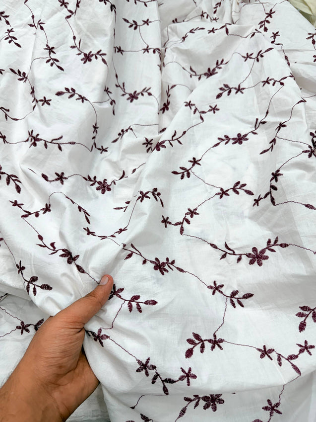(SALE PRICES) Most Premium Pure Cotton Lakhnawi Chikankari HAKUBA FABRIC (Big WIDTH!!)