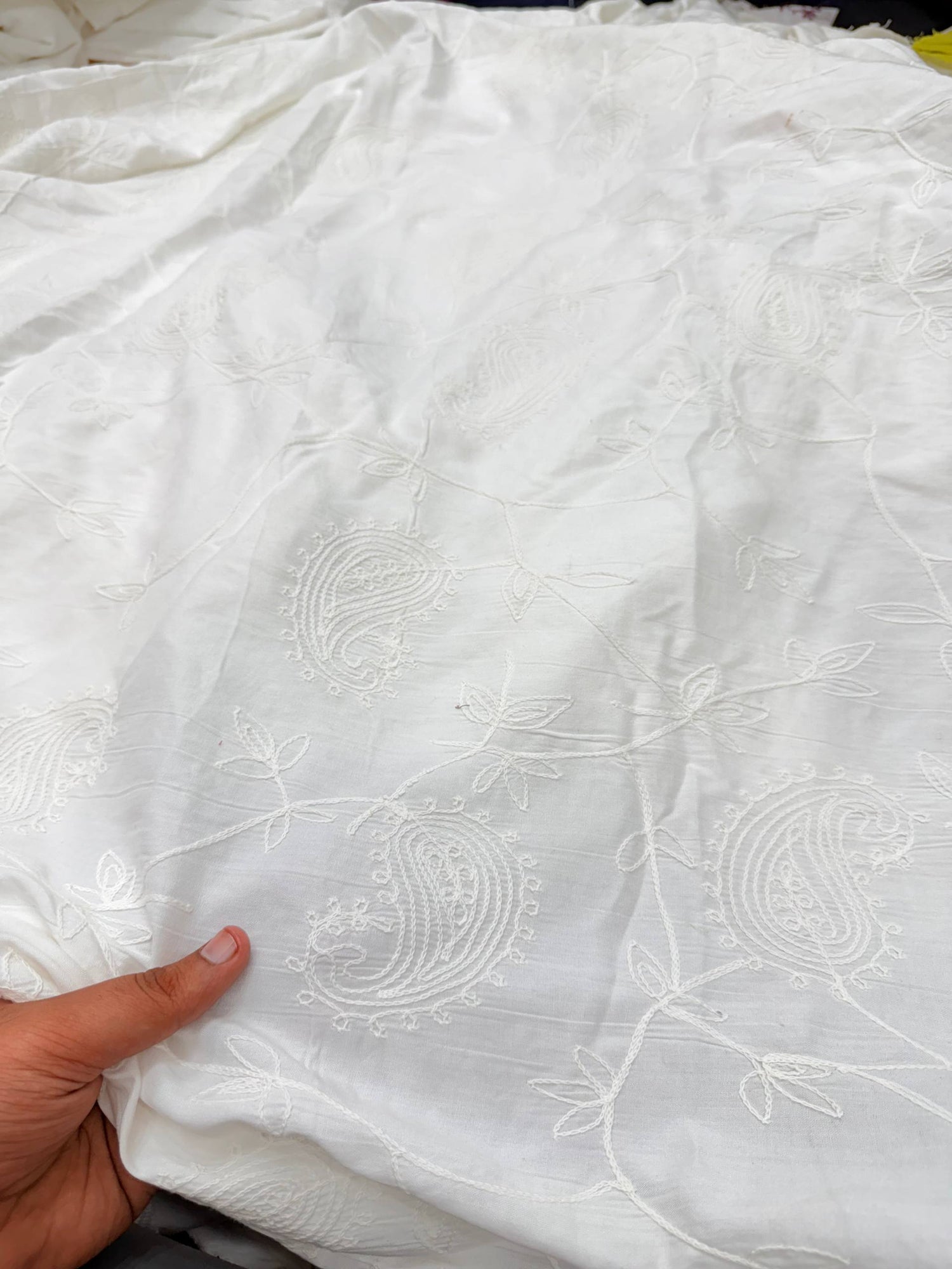 (SALE PRICES) Most Premium Pure Cotton Lakhnawi Chikankari HAKUBA FABRIC (Big WIDTH!!)