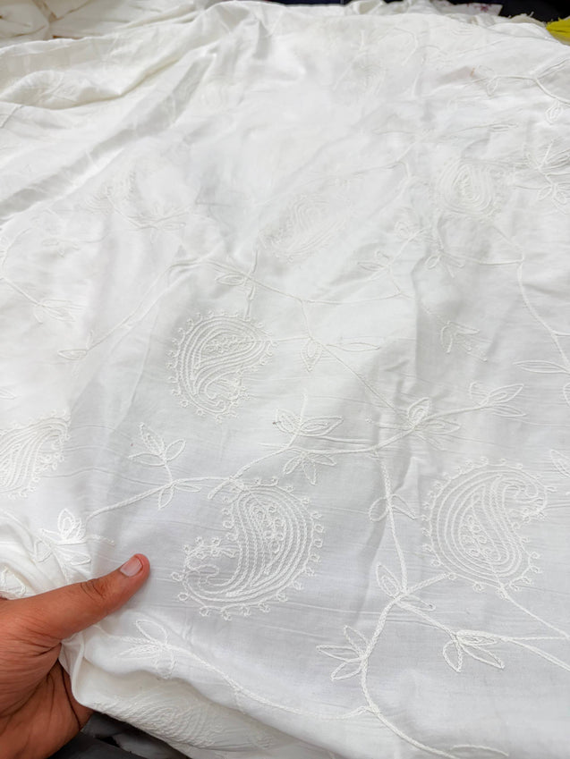 (SALE PRICES) Most Premium Pure Cotton Lakhnawi Chikankari HAKUBA FABRIC (Big WIDTH!!)