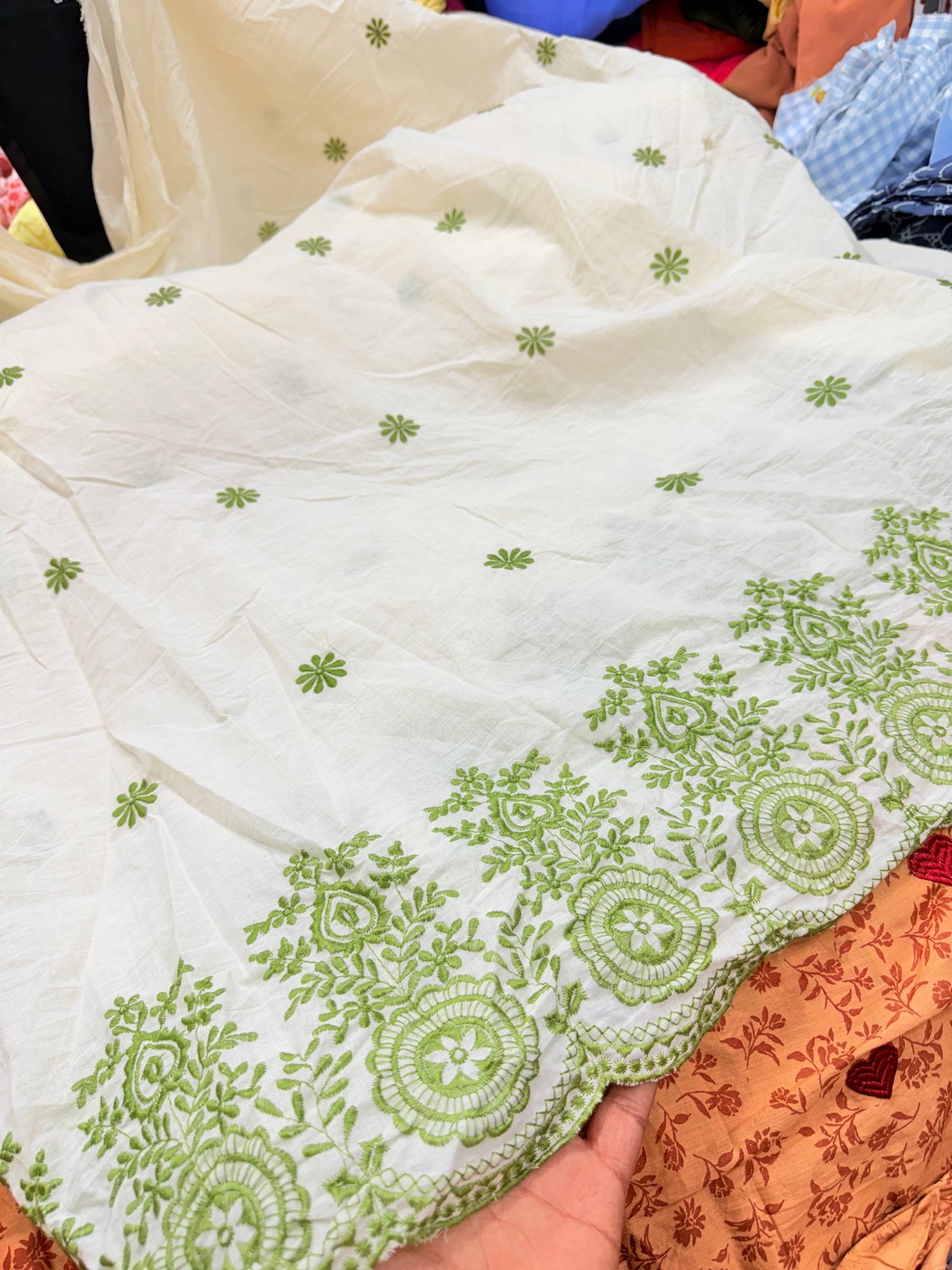 (SALE PRICES) Most Premium Pure Cotton Lakhnawi Chikankari HAKUBA FABRIC (Big WIDTH!!)