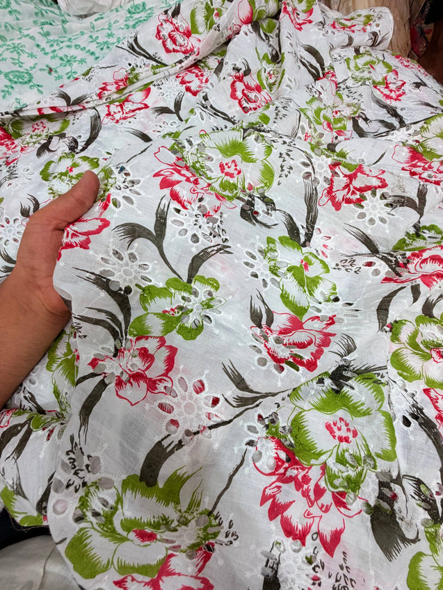Most Premium Pure Hakuba Chikankari Cotton Fabric (Big WIDTH!!)