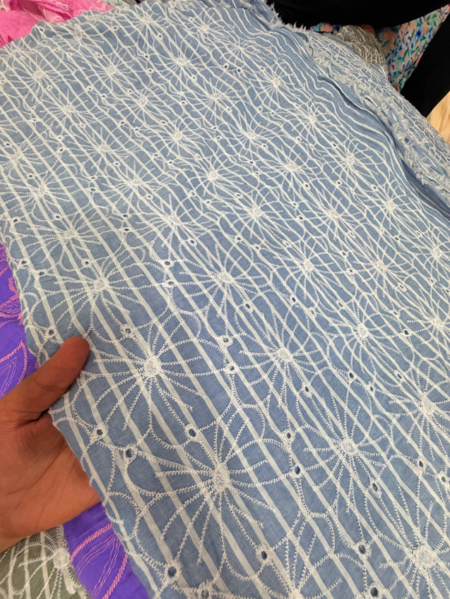 Most Premium Pure Hakuba Chikankari Cotton Fabric (Big WIDTH!!)