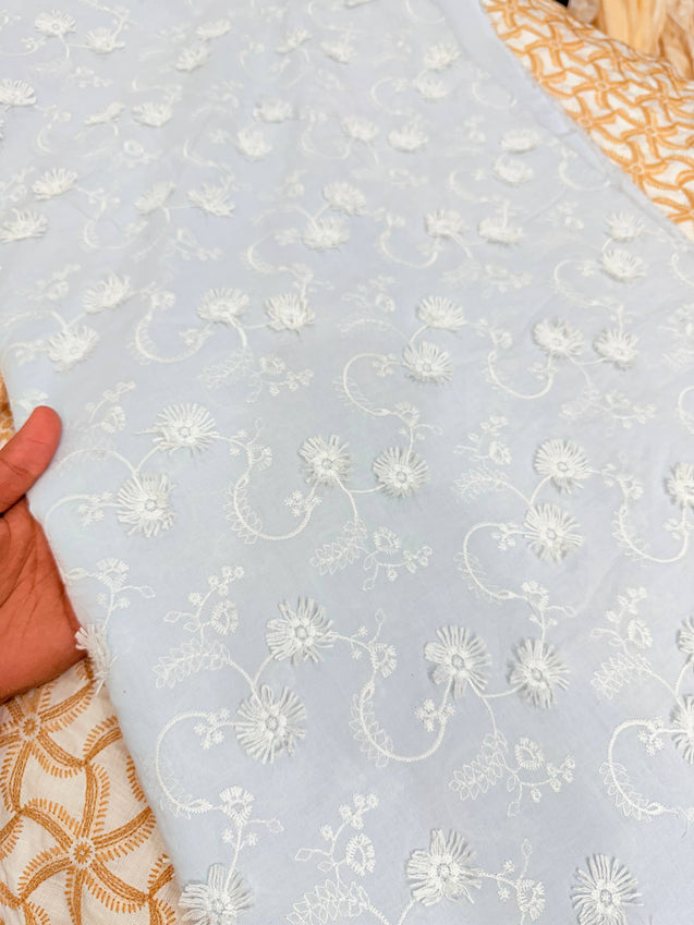 Most Premium Pure Hakuba Chikankari Cotton Fabric (Big WIDTH!!)