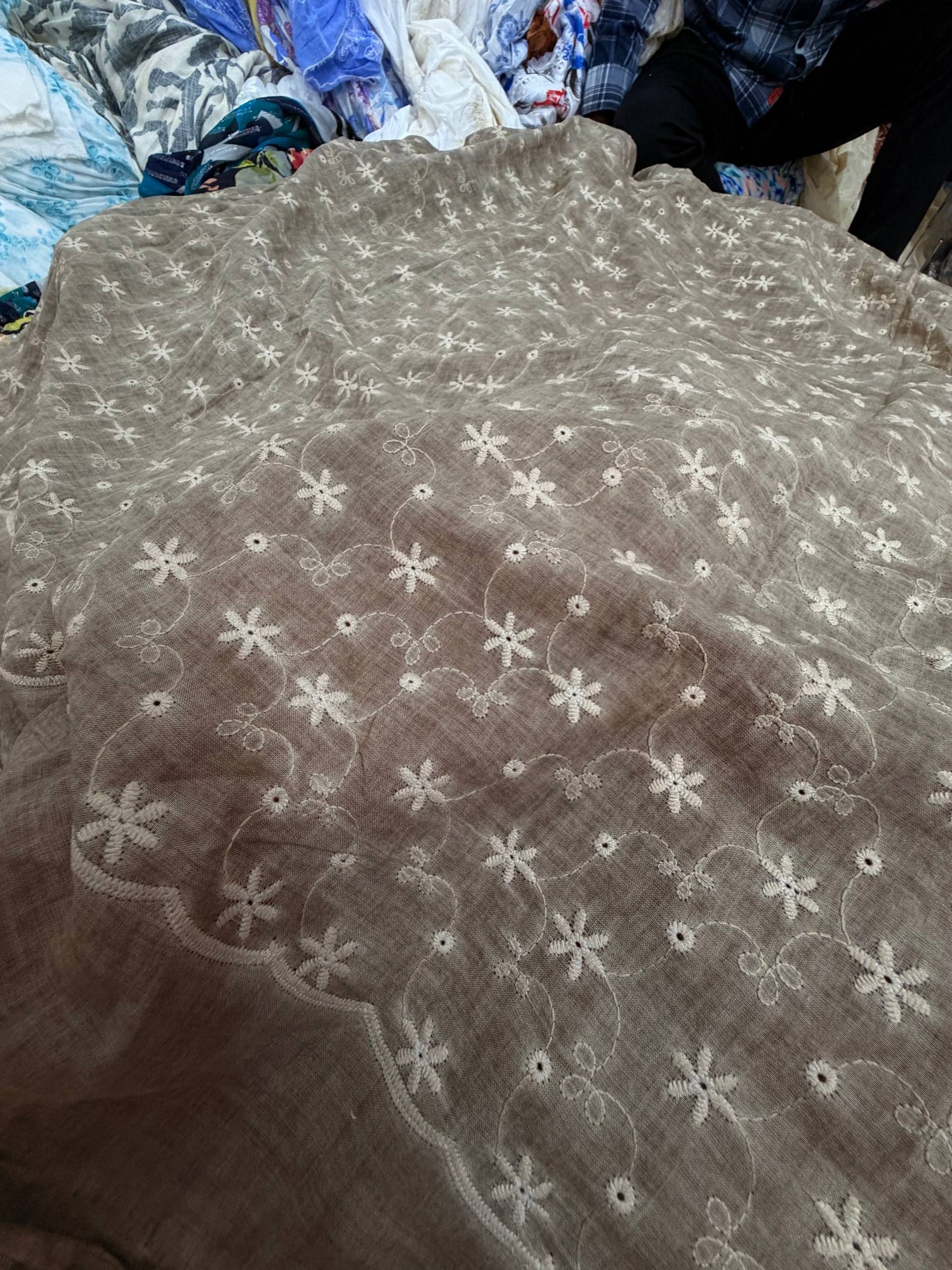 Most Premium Pure Hakuba Chikankari Cotton Fabric (Big WIDTH!!)