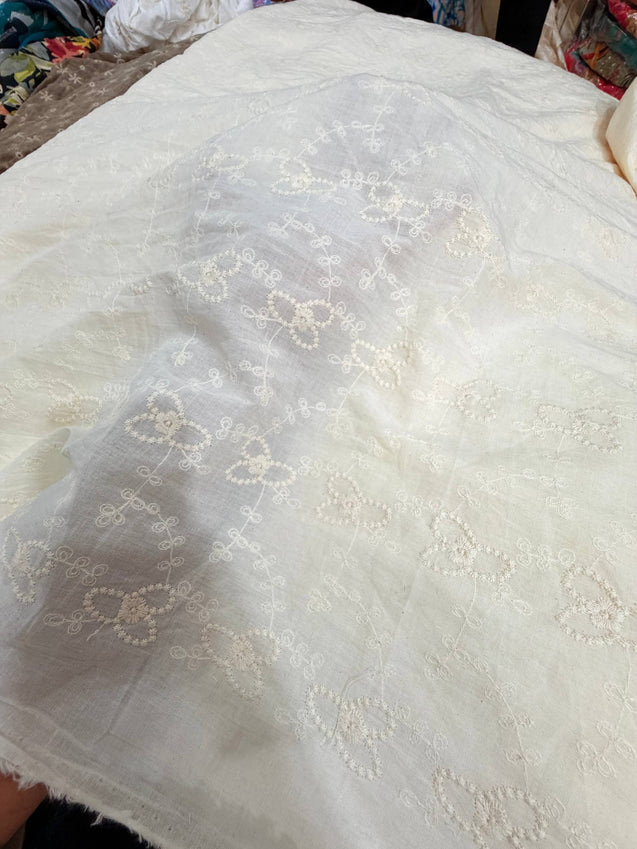 Most Premium Pure Hakuba Chikankari Cotton Fabric (Big WIDTH!!)