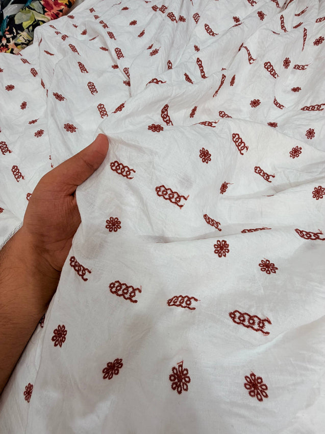 Most Premium Pure Hakuba Chikankari Cotton Fabric (Big WIDTH!!)