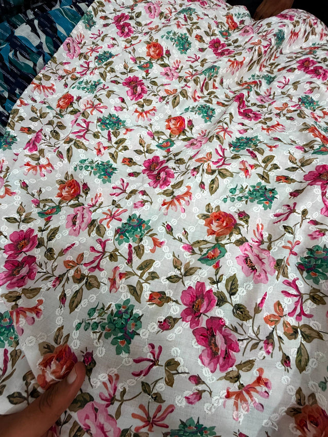 Most Premium Pure Hakuba Chikankari Cotton Fabric (Big WIDTH!!)