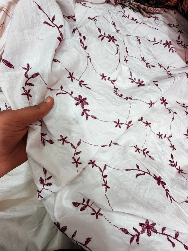 Most Premium Pure Hakuba Chikankari Cotton Fabric (Big WIDTH!!)