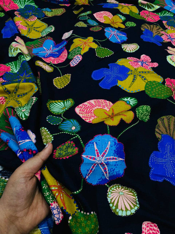 Premium Pure Viscose Linen Cotton FABRIC - PRINTED (Big WIDTH!!)