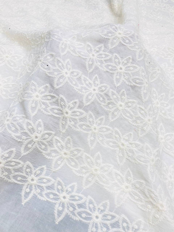 Most Premium Pure Lakhnawi Embroidery On Pure Cotton FABRIC (Big WIDTH!!) DYEABLE ALSO