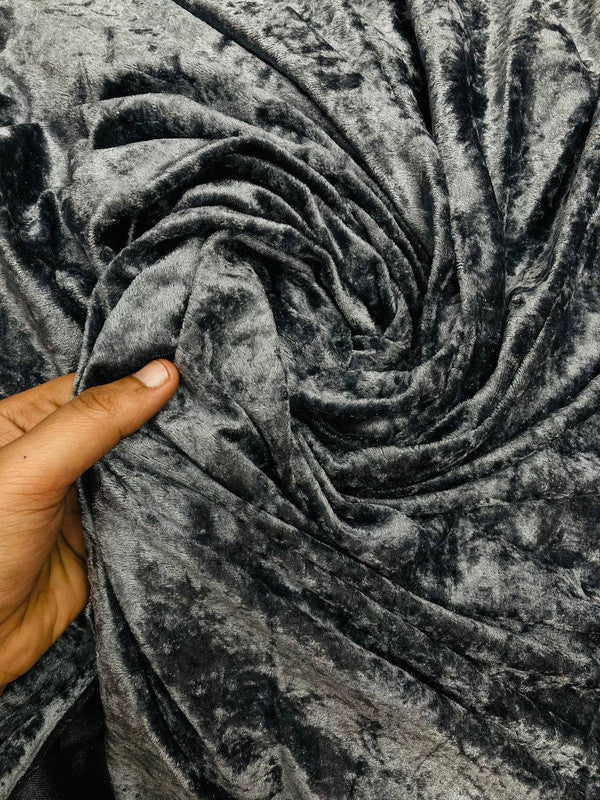 Most Premium Dimond ICE Velvet FABRIC - DARK GREY (Big WIDTH!!)