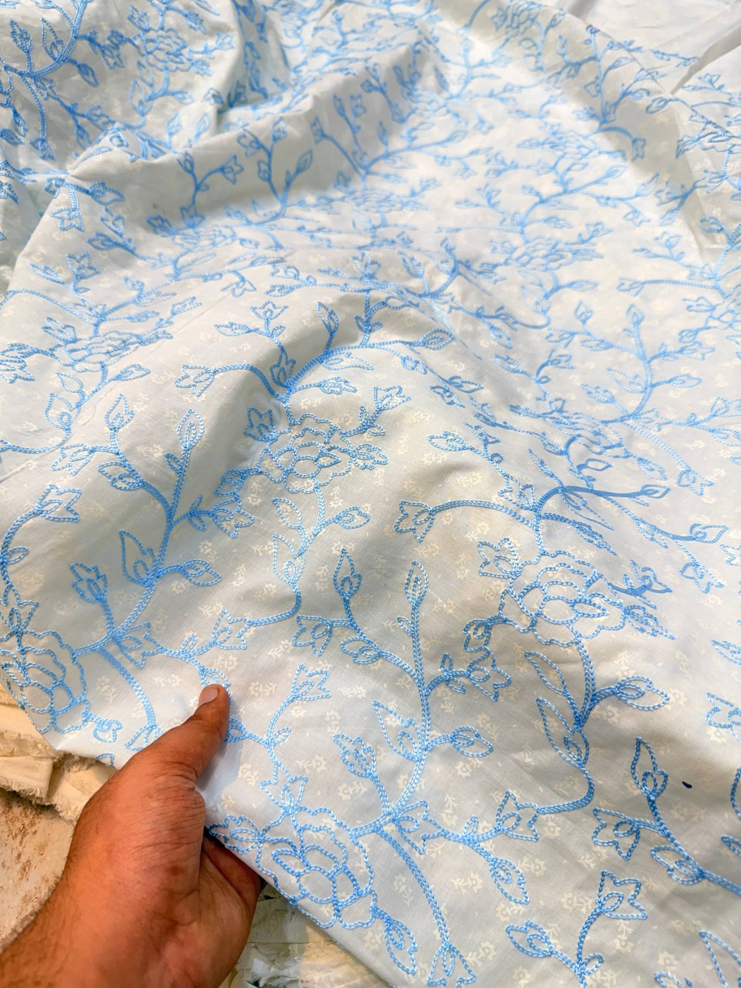 Most Premium Pure Cotton Texture FABRIC With Kashmiri Embroidery (Big WIDTH!!)