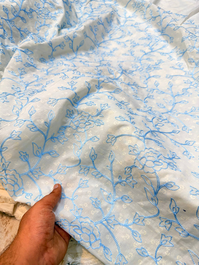 Most Premium Pure Cotton Texture FABRIC With Kashmiri Embroidery (Big WIDTH!!)