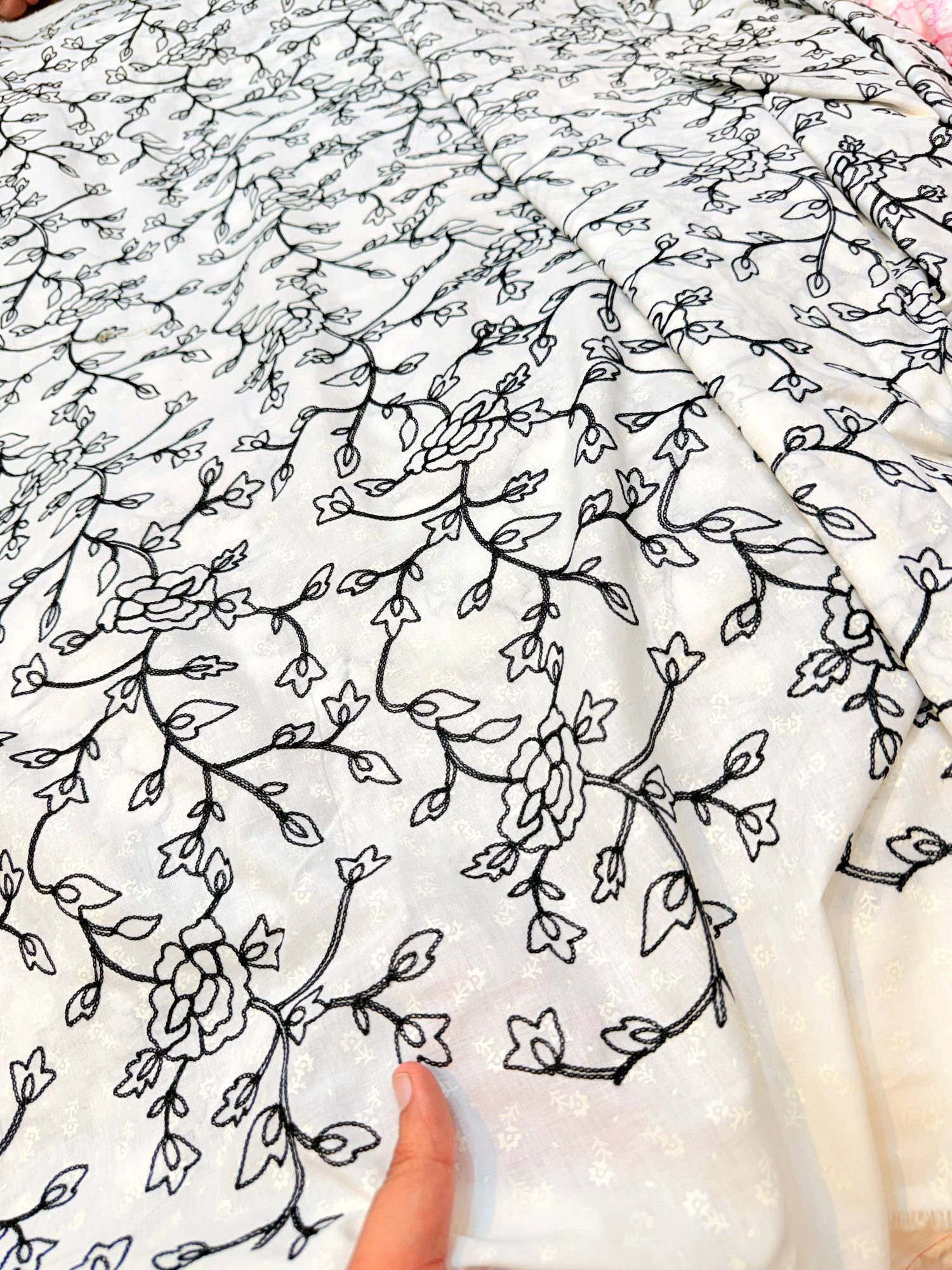 Most Premium Pure Cotton Texture FABRIC With Kashmiri Embroidery (Big WIDTH!!)