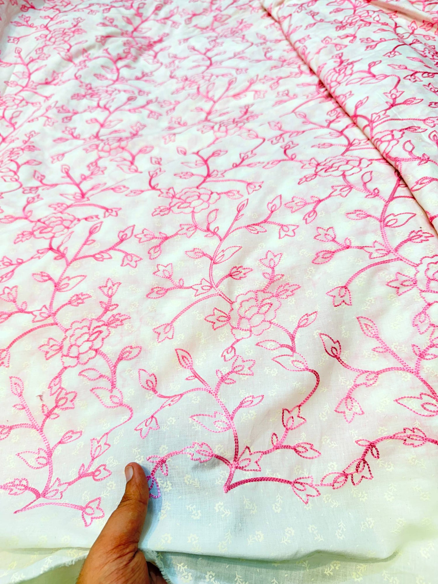 Most Premium Pure Cotton Texture FABRIC With Kashmiri Embroidery (Big WIDTH!!)