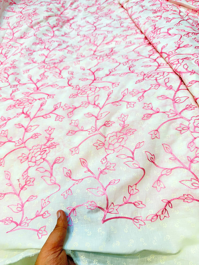 Most Premium Pure Cotton Texture FABRIC With Kashmiri Embroidery (Big WIDTH!!)