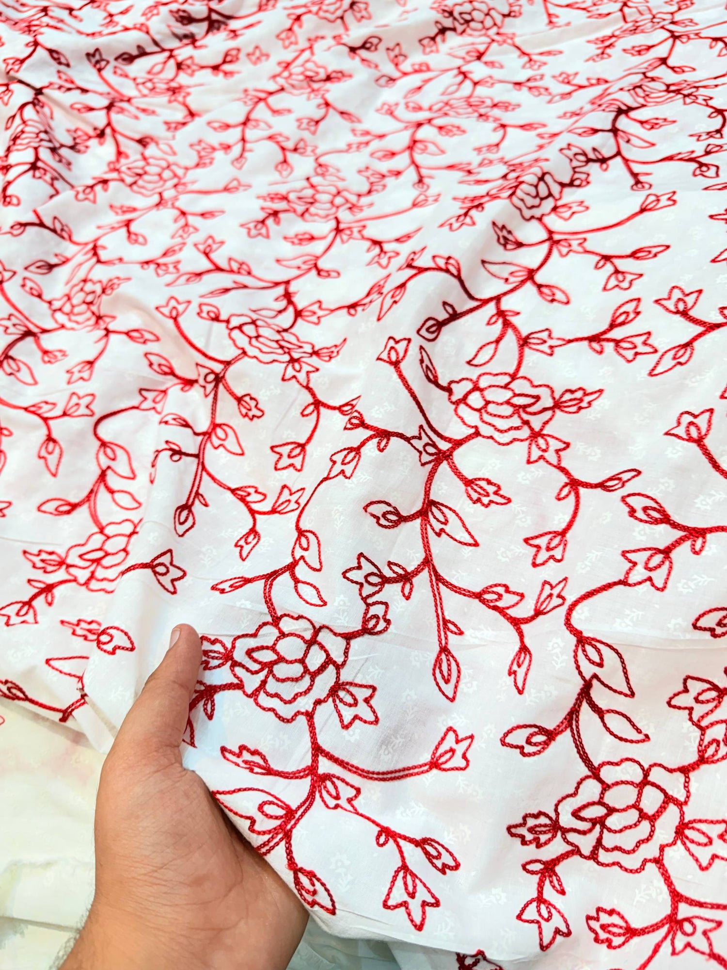 Most Premium Pure Cotton Texture FABRIC With Kashmiri Embroidery (Big WIDTH!!)