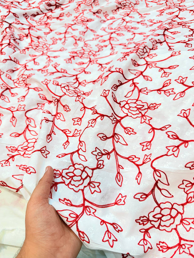 Most Premium Pure Cotton Texture FABRIC With Kashmiri Embroidery (Big WIDTH!!)