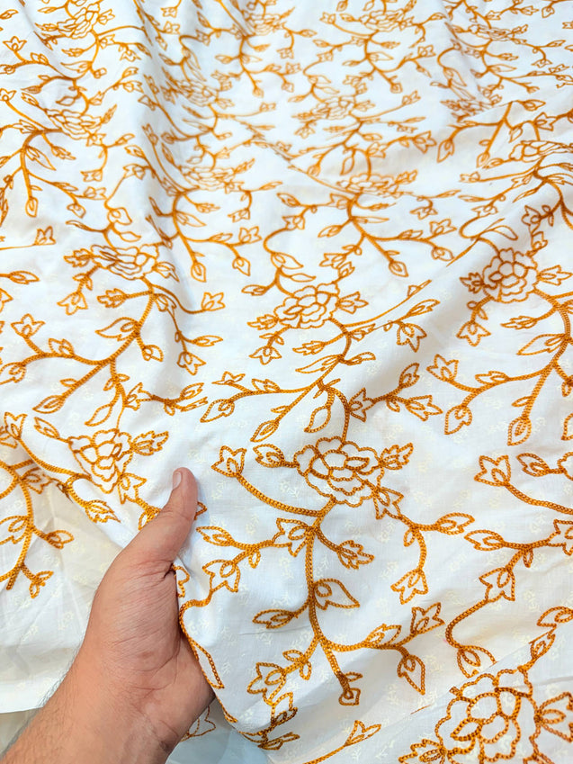 Most Premium Pure Cotton Texture FABRIC With Kashmiri Embroidery (Big WIDTH!!)