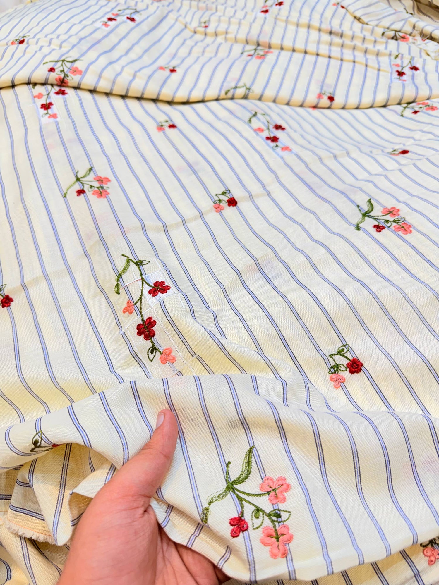 Most Premium Pure Fine Thread Embroidery On Cotton FABRIC (Big WIDTH!!)
