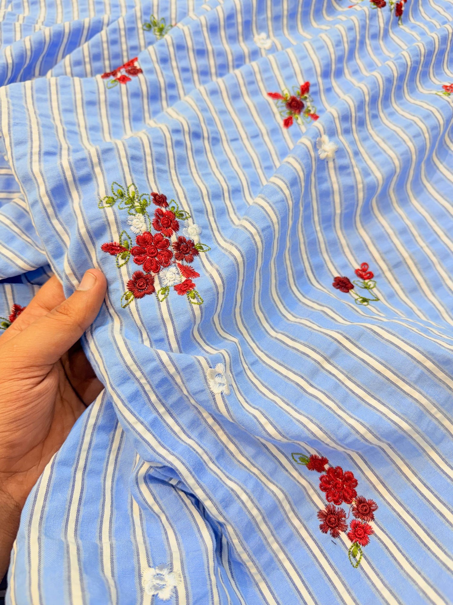 Most Premium Pure Fine Thread Embroidery On Sher Shakkar Cotton FABRIC (Big WIDTH!!)