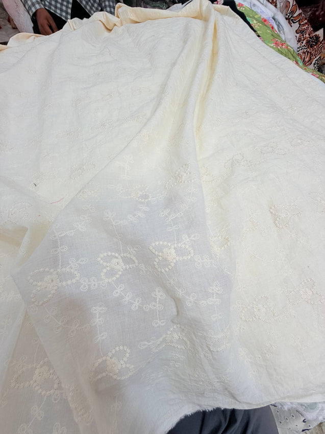 Most Premium Pure Hakuba Chikankari Cotton Fabric (Big WIDTH!!) (Dyeable Also)