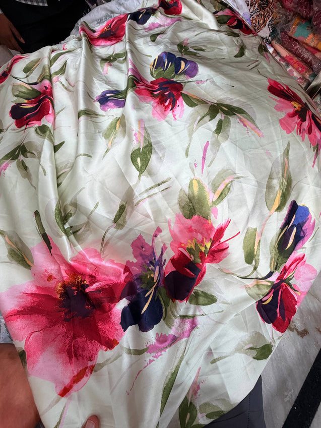 Branded Premium Satin Viscose PRINTED FABRIC (Big WIDTH!!)