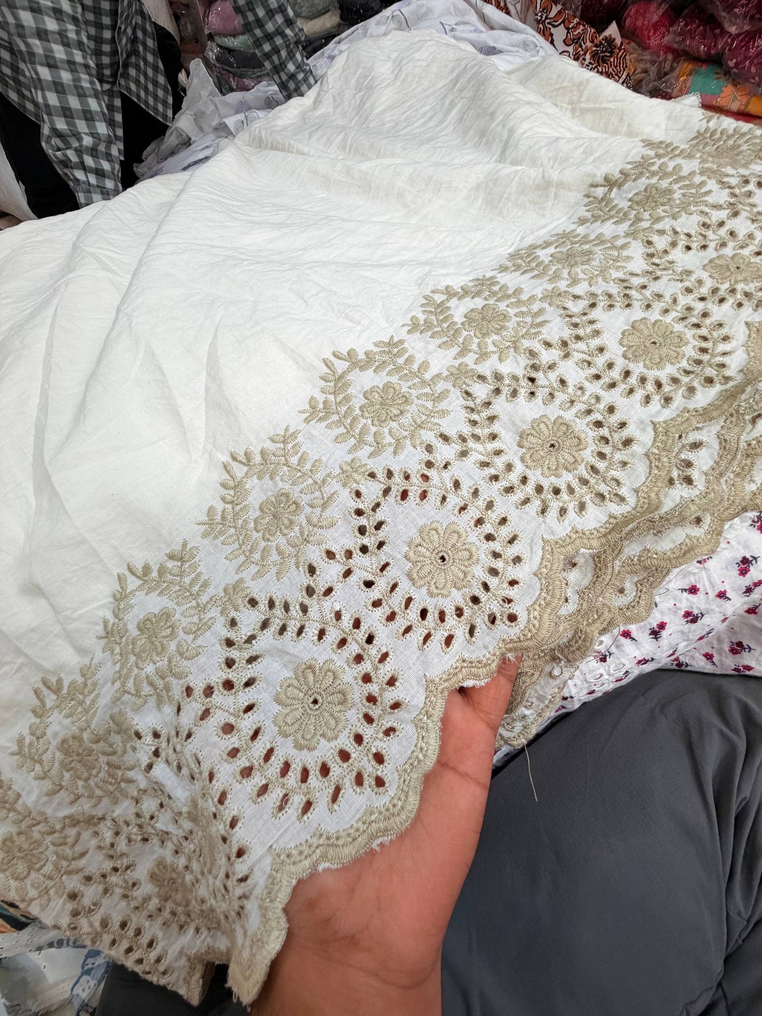 Most Premium Pure Hakuba Chikankari Cotton Fabric (Big WIDTH!!)