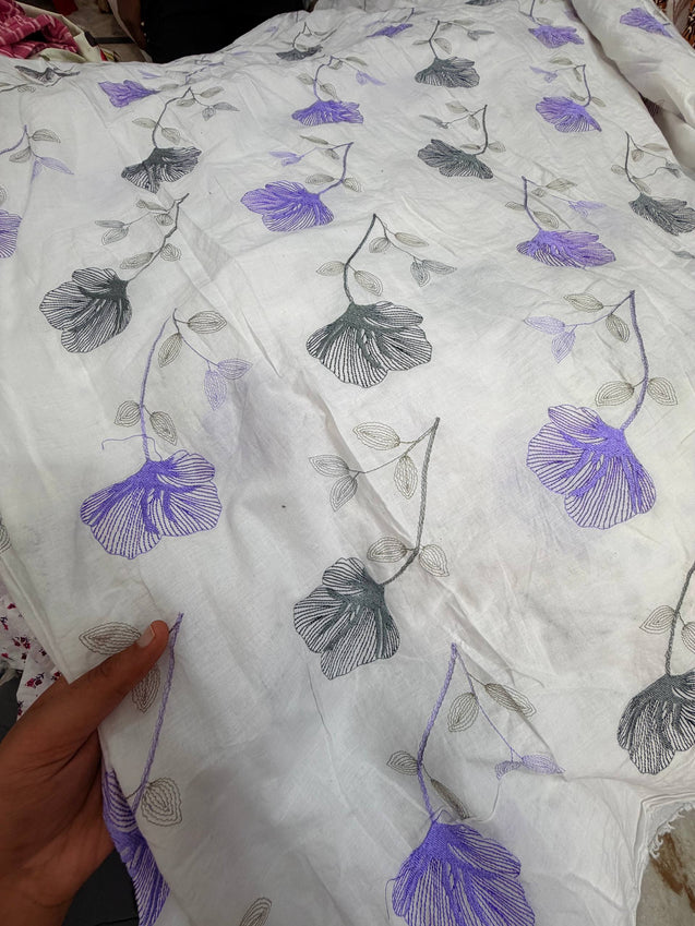 Most Premium Pure Hakuba Chikankari Cotton Fabric (Big WIDTH!!)