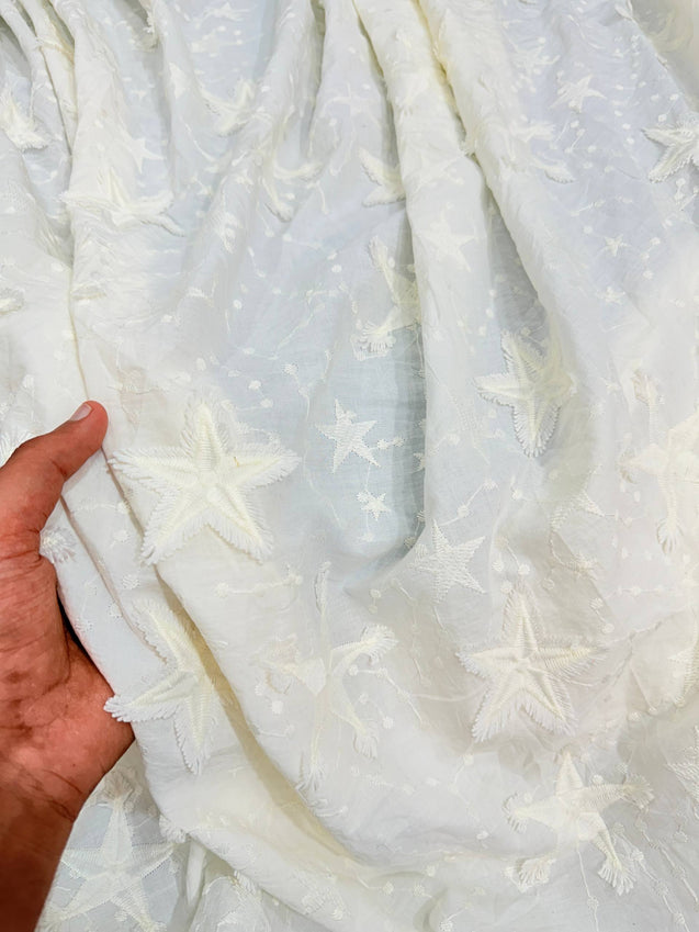 Most Premium Pure Hakuba Chikankari Cotton Fabric (Big WIDTH!!)