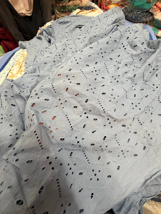 Most Premium Pure Hakuba Chikankari Cotton Fabric (Big WIDTH!!)