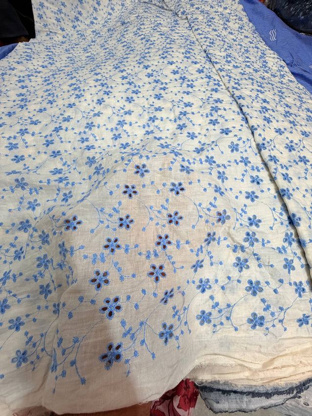 Most Premium Pure Hakuba Chikankari Cotton Fabric (Big WIDTH!!)