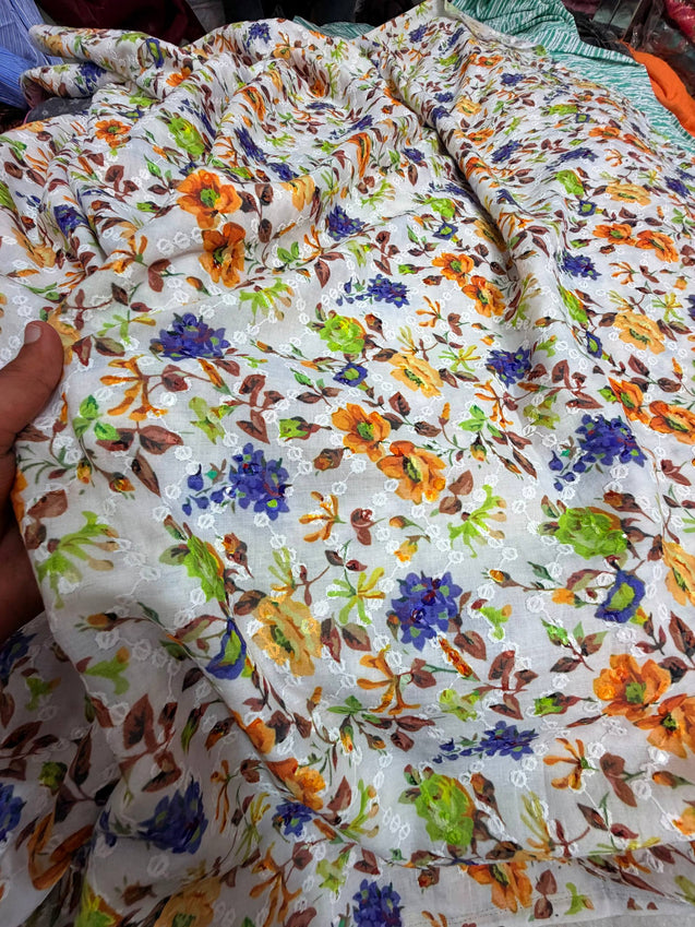 Most Premium Pure Hakuba Chikankari Cotton Fabric (Big WIDTH!!)