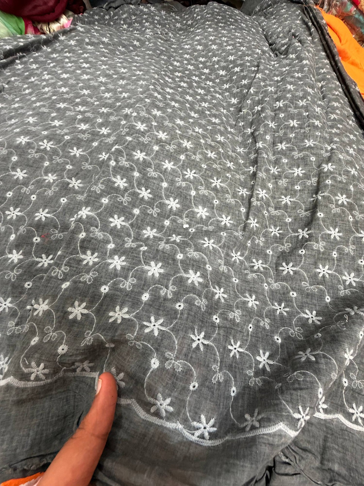Most Premium Pure Hakuba Chikankari Cotton Fabric (Big WIDTH!!)