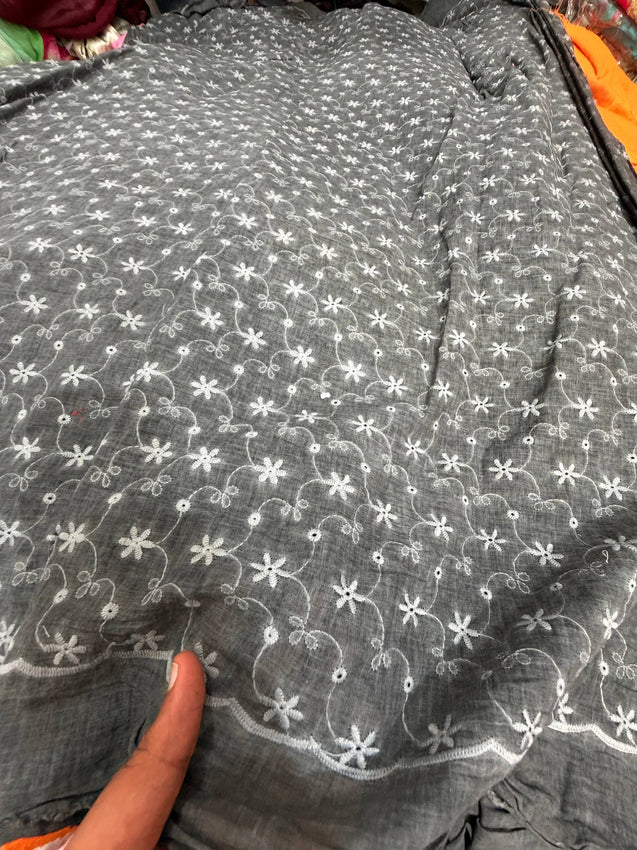 Most Premium Pure Hakuba Chikankari Cotton Fabric (Big WIDTH!!)