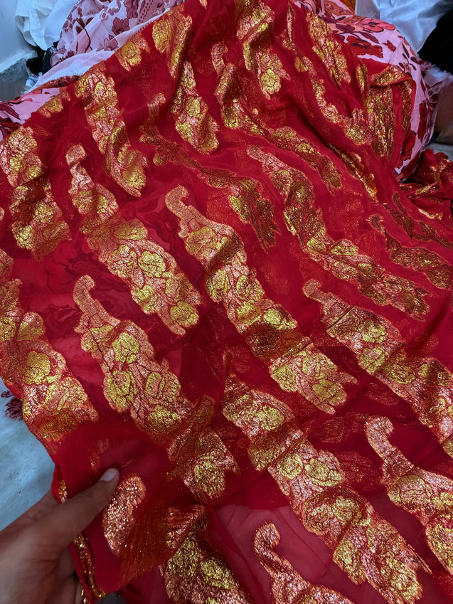 Most Premium Fine Zari Weaving On Pure Georgette FABRIC