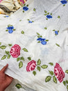 Most Premium Pure Fine Thread Embroidery On Hakuba Chikanakri Cotton FABRIC (Big WIDTH!!)