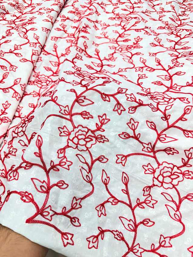 Most Premium Pure Cotton Texture FABRIC With Kashmiri Embroidery (Big WIDTH!!)