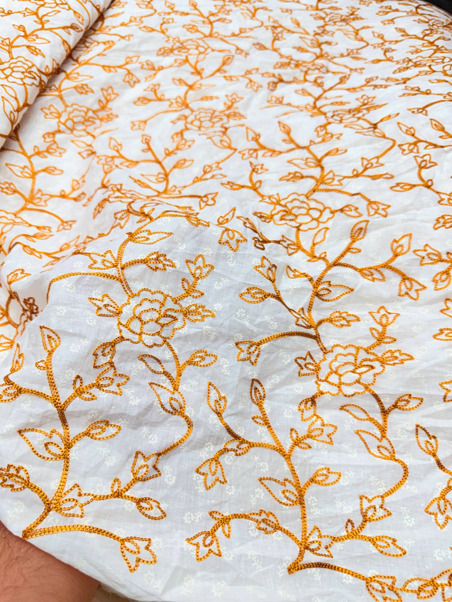Most Premium Pure Cotton Texture FABRIC With Kashmiri Embroidery (Big WIDTH!!)