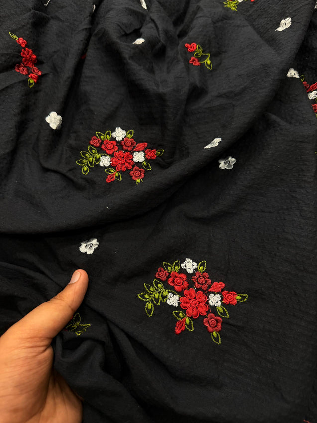 Most Premium Pure Fine Thread Embroidery On Sher Shakkar Cotton FABRIC (Big WIDTH!!)