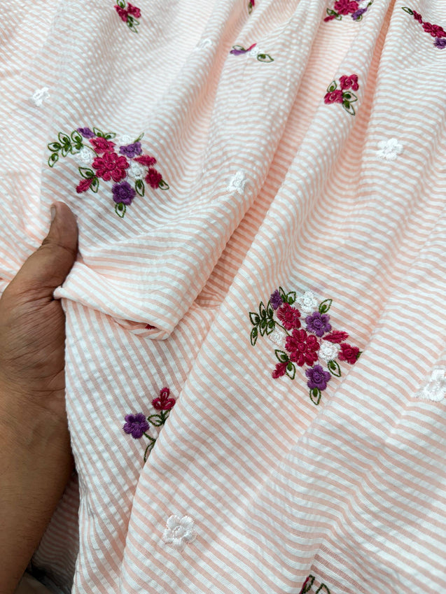 Most Premium Pure Fine Thread Embroidery On Cotton FABRIC (Big WIDTH!!)